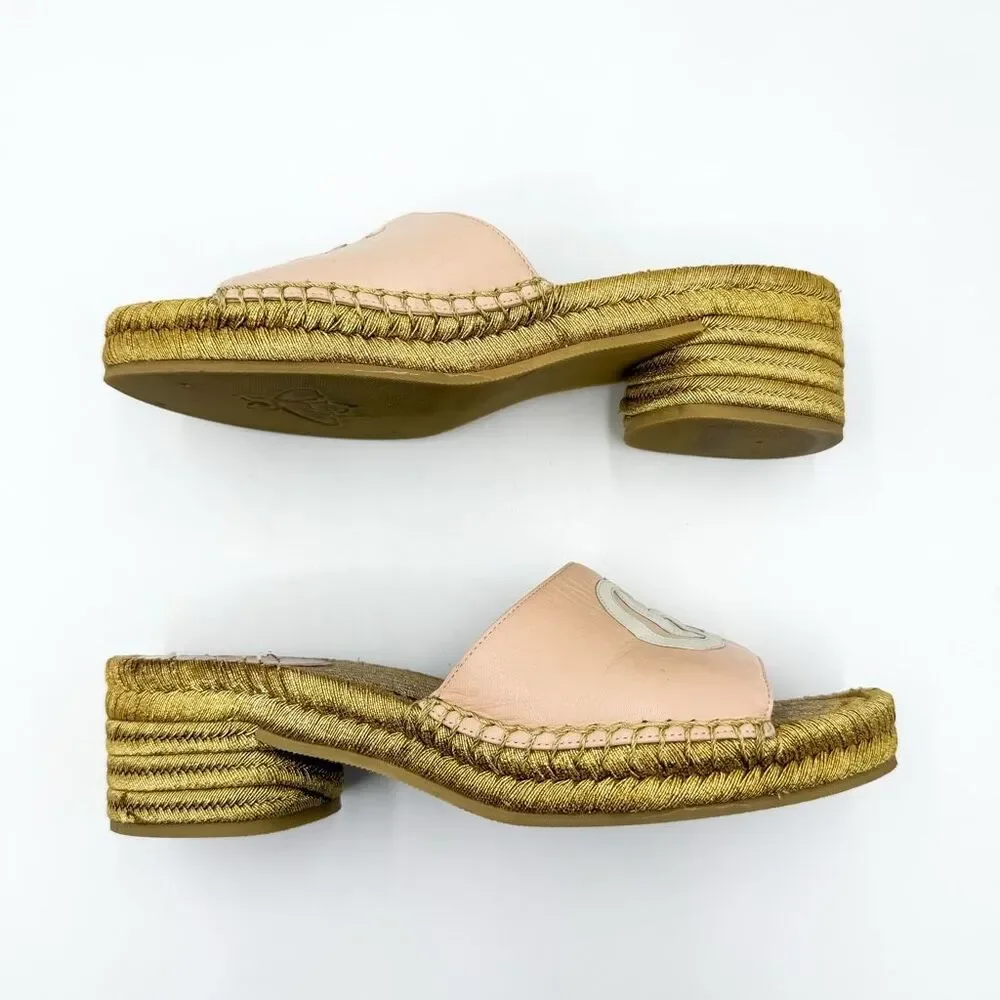 Gucci GG Sandals Leather Espadrille Mules EU 37 US 8